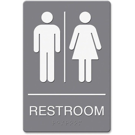 Headline Signs Sign, inRestroomin, w/Men/Women Icons, Gray/White HDS4812